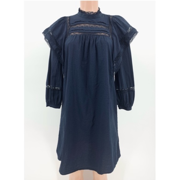 Anthropologie Maeve Navy Fleetwood Cotton Shift Dress - Picture 4 of 12